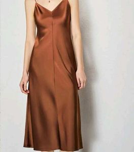 XXL size, Elegant Brown Slip Dress