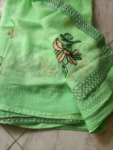 Beautiful Green Pista Colour Saree