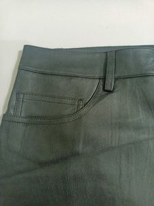 Mango L Stylish Black Faux Leather Pants