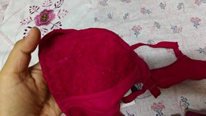 Vibrant Pink Bra with Lace Detail