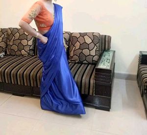 Navratri Gorgeous Orange &amp; Blue Embroidered