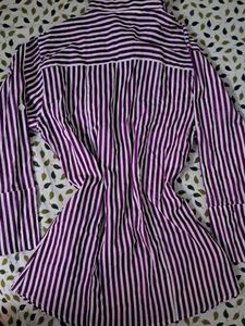Purple Striped fitted  Button-Down Shirt