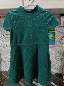 Green Velvet Polka Dot frock