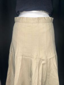Pleated Beige Midi Skirt