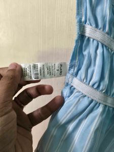Zudio Blue Striped Ruched Tube Top