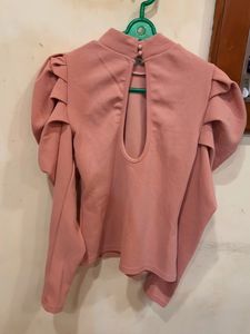 Shein High Neck Puffed Sleeved Top