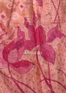 Pure Chinon Chanderi Silk Handwork 3 Piece Suit Se