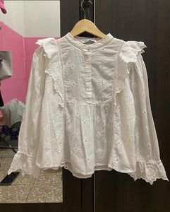 Elegant White Broderie Anglaise Top