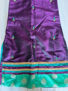 Purple &amp; Green Embroidered Salwar Kameez Suit