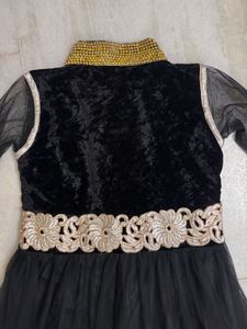 Elegant Black Anarkali Suit with Red Dupatta/pant