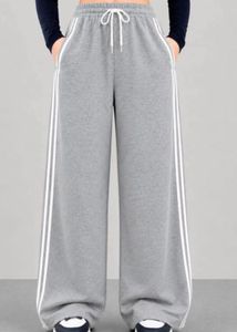 Grey Wide Leg Track Pants
