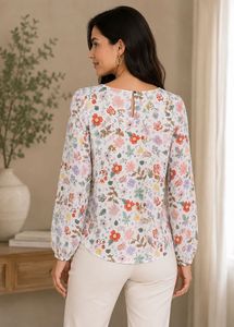 Floral Print Puff Sleeve Top