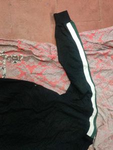 Black Sweatshirt with White Stripes