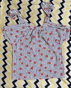 Rose Print Tie Strap Top