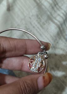 Charming Bangle Bracelet with Crystal Charm