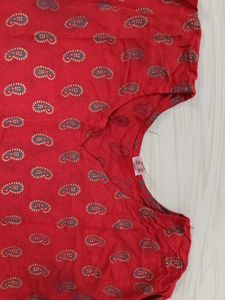 Red Paisley Print Kurta