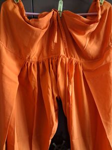 Vibrant Orange Printed Kurta Set