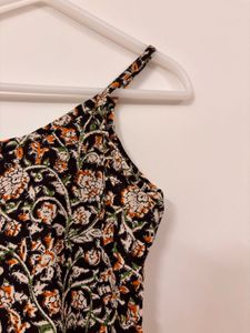 Black Floral Print spaghetti strap kurta