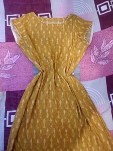 Mustard Yellow Printed Kurta