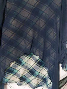 Stylish Blue Checkered top combo