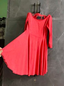 Vibrant Red A-Line Dress