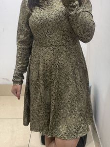 Sparkly Long Sleeve Fit & Flare Dress