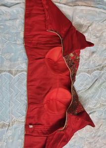 Red Embroidered Sari Blouse Never Used