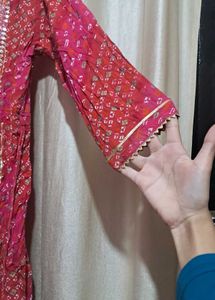Elegant Pink Bandhani Kurta