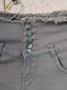 High-Waisted Frayed Hem Jeans