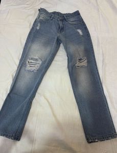 Distressed Blue Denim Jeans