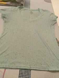 Light Green Speckled V-Neck T-Shirt