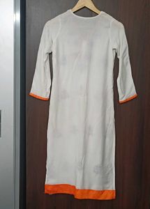 Elegant White Kurta with Purple Embroidery