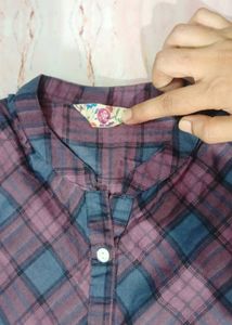 Plaid High Low Tunic Top
