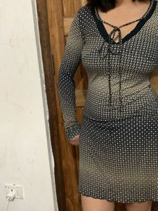 Chic Patterned Long Sleeve Dress