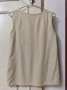 Max Linen Cotton Embroidered Sleeveless Kurta Top
