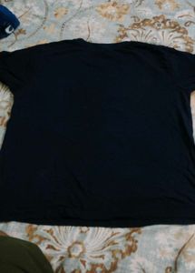 Navy Blue Floral Embroidered T-Shirt
