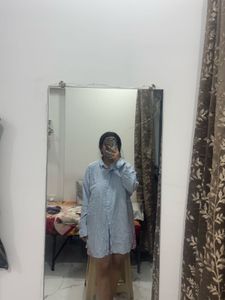 Sky Blue Oversized Button-Up Shirt