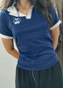 Cute Blue Cherry Graphic Tee