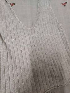 Sparkly V-Neck Knit Tank Top