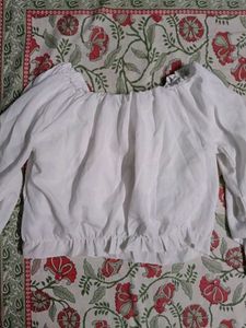 White Ruffled Cropped Blouse