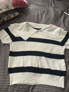 Striped Sweater with Peter Pan Collar