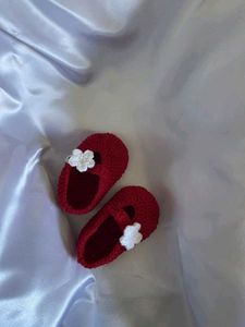 Handmade Red Crochet Baby Shoes