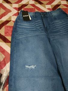 Shein Wide Leg Distressed Denim Jeans