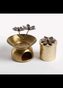 Vrindawan Oil Burner &amp; Jar Candle Set