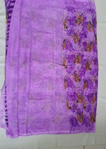 Purple Floral Print Saree
