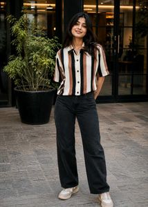 Retro Striped Button-Up Shirt