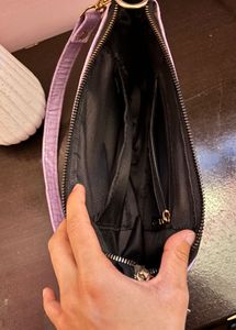 Lavender Croc Embossed Shoulder Bag