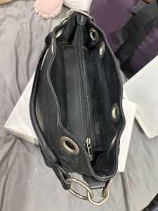 Chic Black Leather Bucket Bag