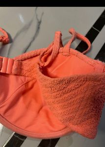 Textured Coral Bikini Top