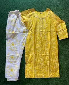 Fashion Women's Rayon Bandhani Printed Kurta Pant.